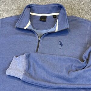 Dunning Golf Pullover Mens Large Blue Heron Logo Quarter Zip Sweatshirt